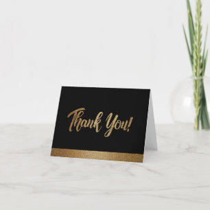 Simple Gold Block on Black 60th birthday custom Thank You Card