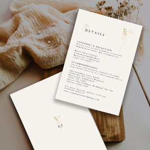 Simple Gold Boho Floral Wedding Enclosure Card