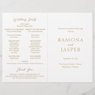 Simple Gold Bold Modern Catholic Wedding Program Flyer
