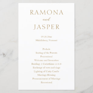 Simple Gold Bold Modern Wedding Program