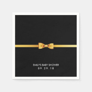 Simple Gold Bow Tie Baby Shower Napkin