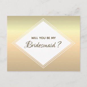Simple Gold Bridesmaid Proposal Invitation Postcard
