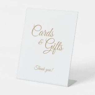 Simple Gold Calligraphy Cards and Gifts Pedestal Sign