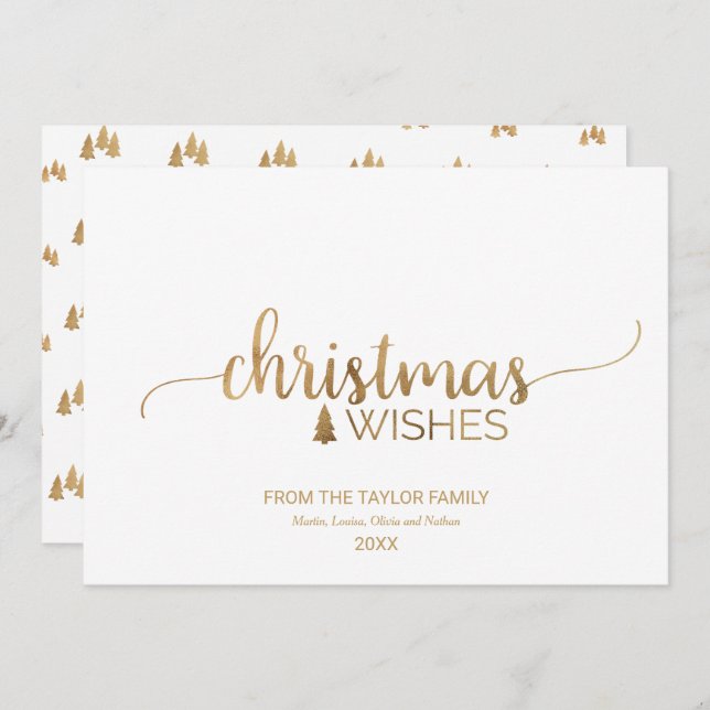 Simple Gold Calligraphy Christmas Holiday Card (Front/Back)