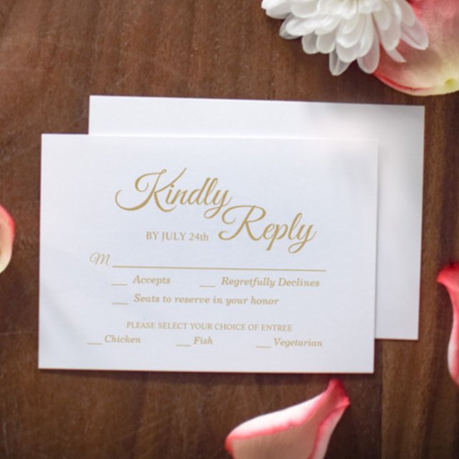 Simple Gold Calligraphy meal choice RSVP Card (Creator Uploaded)