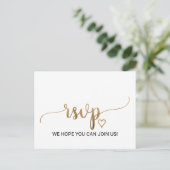 Simple Gold Calligraphy Menu Choice RSVP Postcard (Standing Front)