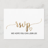 Simple Gold Calligraphy Menu Choice RSVP Postcard (Front)