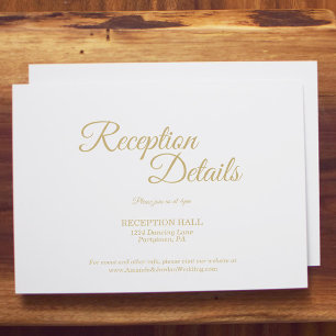 Simple Gold Calligraphy Reception Details Enclosure Card