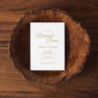 Simple Gold Calligraphy Rehearsal Dinner Invitation