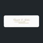 Simple Gold Calligraphy Return Address<br><div class="desc">This simple gold calligraphy return address label brings an elegant luxury but modern feel to both a minimalist and more traditional or formal wedding or event. The casual calligraphy allows for an antique feel, while the classy neutral design can be combined with any unique aspects of your celebration. The simplicity...</div>