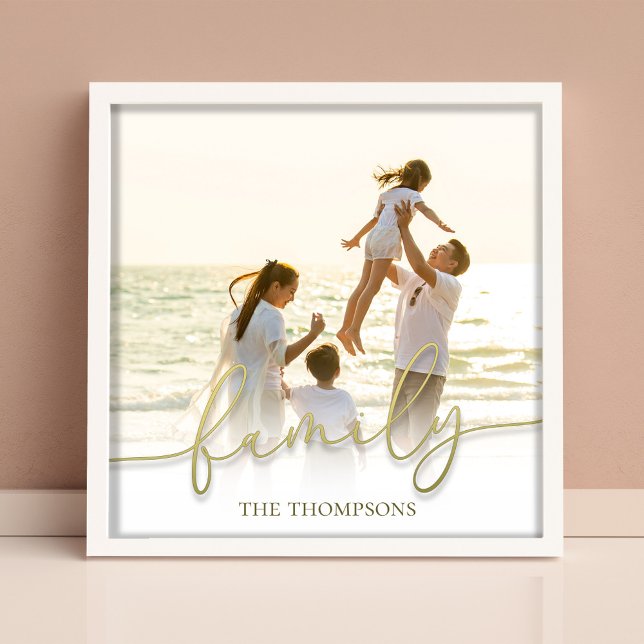 Simple Gold Calligraphy Script Family Typography  Photo Print (Simple gold family calligraphy script photo print.)