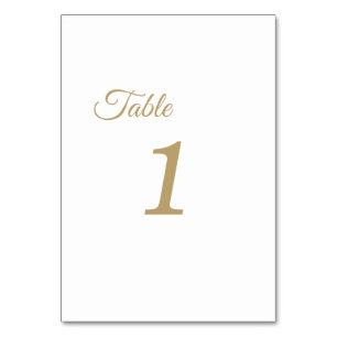 Simple Gold Calligraphy Table Numbers Sign