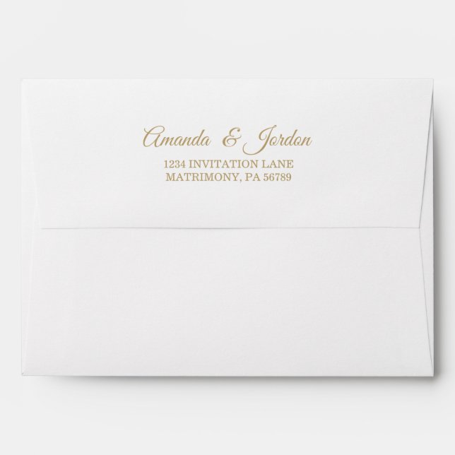 Simple Gold Calligraphy Wedding Invitation Envelope (Back (Top Flap))