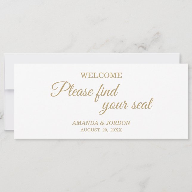 Simple Gold Calligraphy Wedding Seat Chart Header (Front)