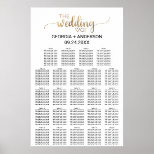 Simple Gold Calligraphy Wedding Seating Chart