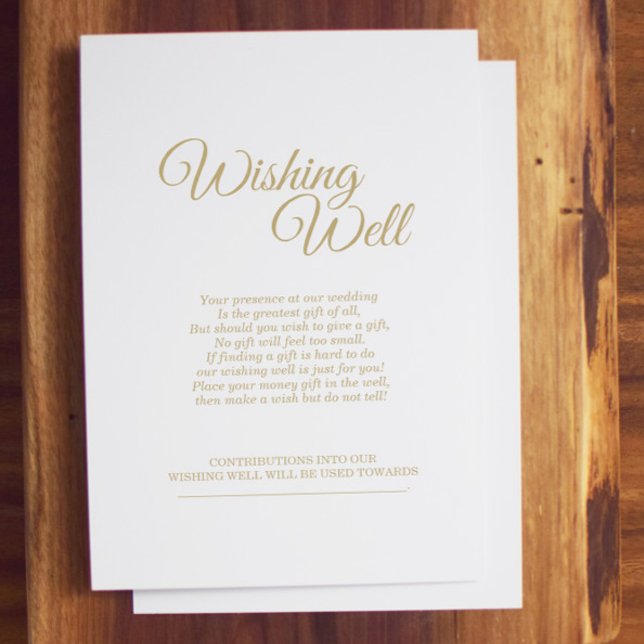Simple Gold Calligraphy Wedding Wishing Well Enclosure Card (Creator Uploaded)