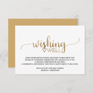 Simple Gold Calligraphy Wedding Wishing Well Enclosure Card
