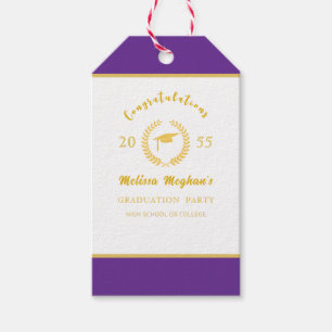 Simple Gold Cap Laurel Wreath Graduation Party  Gift Tags