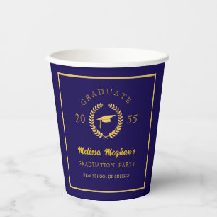 Simple Gold Cap Laurel Wreath Graduation Party   Paper Cups