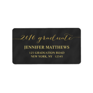Simple Gold Chalkboard   2016 Graduation Label