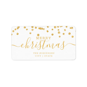Simple GOLD Christmas Holidays Glitter White Label