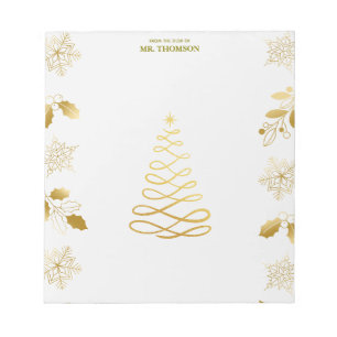 Simple Gold Christmas Lights, Trees & Flowers Note