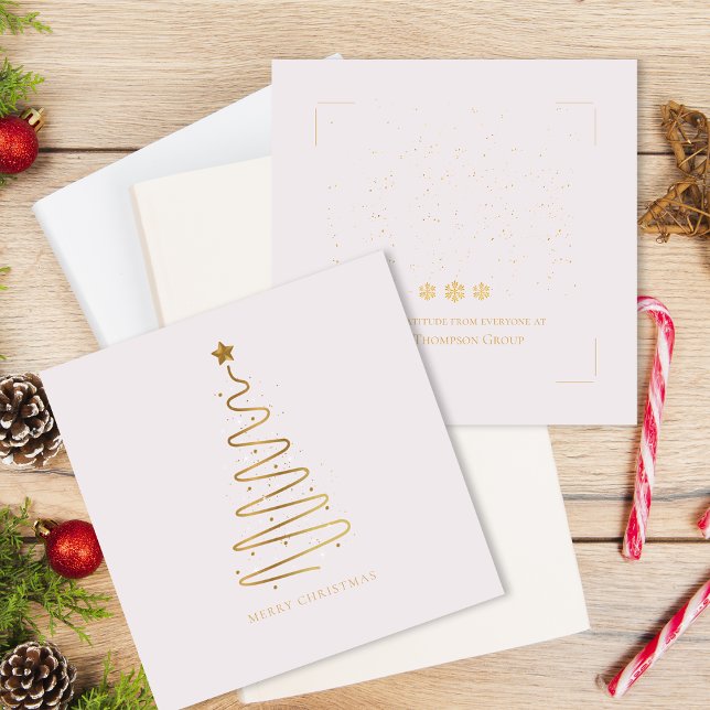 Simple Gold Christmas Tree Corporate Holiday Card (Simple Gold Christmas Tree Corporate Holiday Note Card)