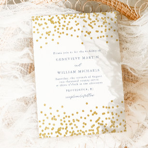 Simple Gold Confetti Wedding Invitation