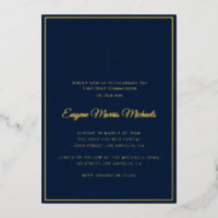 simple gold cross blue first communion