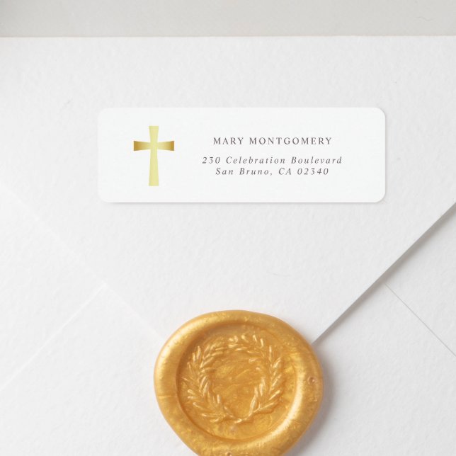 Simple Gold Cross Christian Return Address (Return Address Label Mock-up)