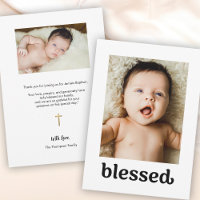 Simple gold cross Custom photos Blessed Baptism