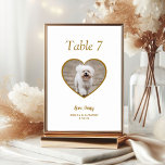 Simple Gold Dog Photo Wedding Table Number<br><div class="desc">These modern and minimalist dog wedding table numbers are the perfect way to include your pet in your wedding. Both elegant and simple, this design includes a place to add your custom table numbers, your dog's name, the bride and groom names, and the date of the wedding. This design also...</div>