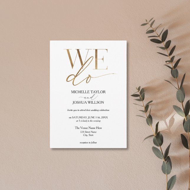 Simple Gold Elegant Minimalist WE DO  Invitation (Creator Uploaded)