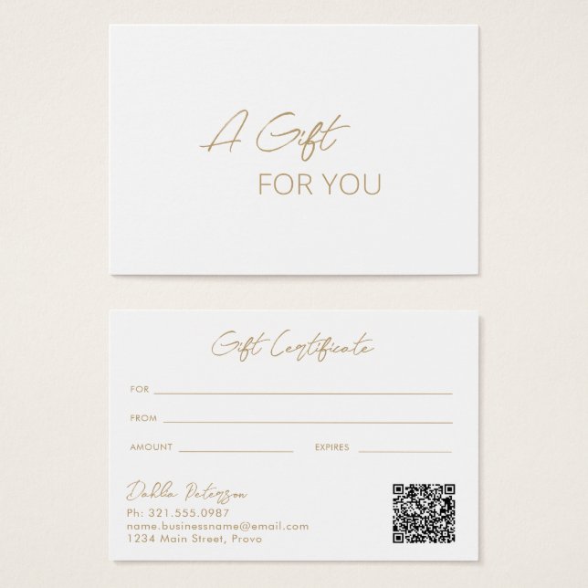 Simple Gold Elegant Modern Gift Certificate (Front & Back)