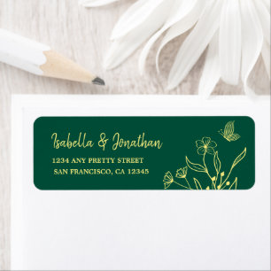 Simple gold flowers emerald green wedding