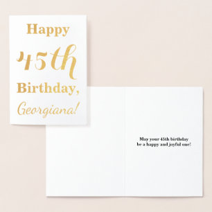 Simple Gold Foil 45th Birthday + Custom Name Card