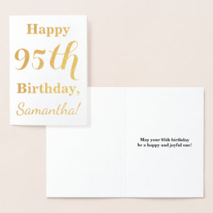 Simple Gold Foil 95th Birthday + Custom Name Card