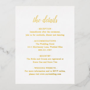 Simple Gold Foil Elegant Wedding Enclosure Card
