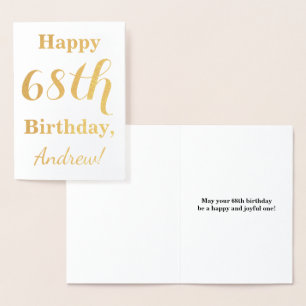 Simple Gold Foil "HAPPY 68th BIRTHDAY" + Name Card