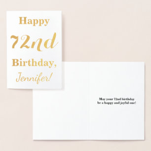 Simple Gold Foil "HAPPY 72nd BIRTHDAY" + Name Card