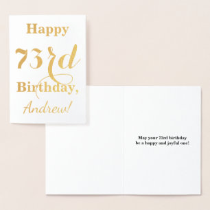 Simple Gold Foil "HAPPY 73rd BIRTHDAY" + Name Card