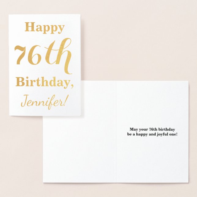 Simple Gold Foil "HAPPY 76th BIRTHDAY" + Name Foil Card (Display)