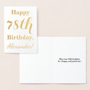 Simple Gold Foil "HAPPY 78th BIRTHDAY" + Name Card