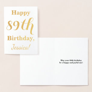 Simple Gold Foil "HAPPY 89th BIRTHDAY" + Name Card
