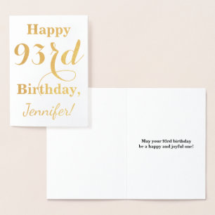Simple Gold Foil "HAPPY 93rd BIRTHDAY" + Name Foil Card