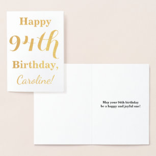 Simple Gold Foil "HAPPY 94th BIRTHDAY" + Name Foil Card