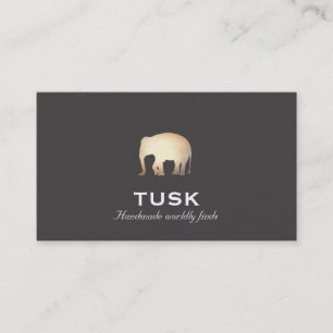 Simple Gold Foil Look Elephant Black Business Card