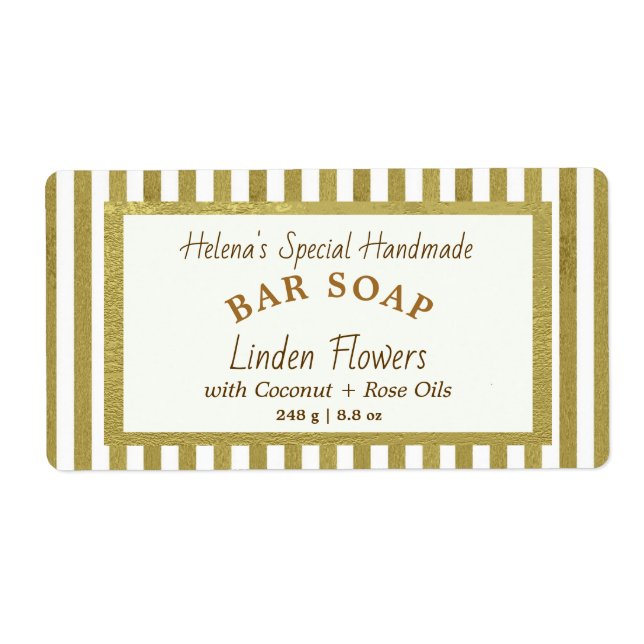 Simple Gold Framed Cream Soap Wrap Label (Front)