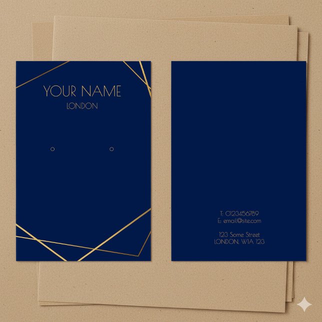 Simple gold geometric blue earring display card (Simple gold geometric blue earring display card.)