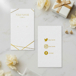 Simple gold geometric earring miniture display business card